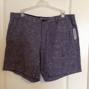 Old Navy Women's Everyday Casual Linen Blend Blue Shorts Size 12 Flat Front